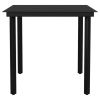 Patio Dining Table Black 31.5"x31.5"x29.1" Steel and Glass