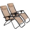 2 Pcs Zero Gravity Outdoor Lounge Chairs Patio Adjustable Folding Reclining Chairs Beach Chairs XH