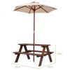 tOutdoor 4-Seat Kid's Picnic Table Bench with Umbrella