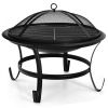 22 Inch Steel Outdoor Fire Pit Bowl With Wood Grate