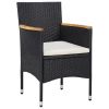 Garden Dining Chairs 2 pcs Poly Rattan Black