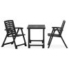 3 Piece Folding Bistro Set Plastic Gray