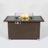 Outdoor 44" Fire pit Table Rectangle 50,000 BTU with 8mm Tempered Glass Tabletop & Blue Stone& Steel table lid &Table waterproof dusty Cover ,ETL Cert