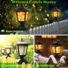 Solar Post Flame Light, Outdoor Deck Fence Post Cap Top LED Light wih Flickering Flame, Waterproof Black Post Top LED Light, Outdoor Garden Firefly St