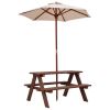 tOutdoor 4-Seat Kid's Picnic Table Bench with Umbrella