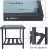 Modern Square End Tables for Living Room;  Black Rustic Aluminum Outdoor Side Table with Storage Space;  Patio Tempered Glass Accent Table;  17.7'' x