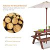 tOutdoor 4-Seat Kid's Picnic Table Bench with Umbrella