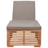 Sun Lounger with Dark Gray Cushion Solid Teak Wood