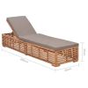 Sun Lounger with Dark Gray Cushion Solid Teak Wood