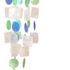 Coastal Inspired Wind Chime with Wooden Round Top and Ring Handle; Multi-color