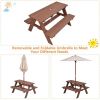 tOutdoor 4-Seat Kid's Picnic Table Bench with Umbrella