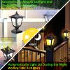 Solar Post Flame Light, Outdoor Deck Fence Post Cap Top LED Light wih Flickering Flame, Waterproof Black Post Top LED Light, Outdoor Garden Firefly St