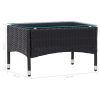 Coffee Table Black 23.6"x15.7"x14.2" Poly Rattan