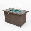 Outdoor 44" Fire pit Table Rectangle 50,000 BTU with 8mm Tempered Glass Tabletop & Blue Stone& Steel table lid &Table waterproof dusty Cover ,ETL Cert