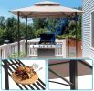 8x5 Outdoor Grill Gazebo 2-Tier Vented BBQ Canopy Steel Frame, Brown