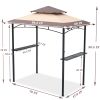 Outdoor Grill Gazebo 8 x 5 Ft, Shelter Tent, Double Tier Soft Top Canopy and Steel Frame with hook and Bar Counters