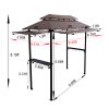 8x4ft Grill Gazebo,metal gazebo with Soft Top Canopy and Steel Frame with hook and Bar Counters,Fabric Light Brown