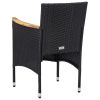 Garden Dining Chairs 2 pcs Poly Rattan Black