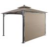 Patio 9.8ft.L x 9.8ft.W Gazebo with Extended Side Shed/Awning and LED Light for Backyard,Poolside, Deck, Brown