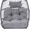 Outdoor Hanging Egg Chair Cushion Hammock Chair Replacement Cushion; Swing Basket Chairs Cushion Pads with Headrest Pillow(Gray Color)