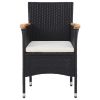 Garden Dining Chairs 2 pcs Poly Rattan Black