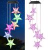 Wind Chime Solar Light Color Changing LED Solar Mobile Blue Star Wind Chime Solar Light Wind Mobile Portable Waterproof Outdoor Decorative Romantic Wi