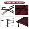 Outdoor Grill Gazebo With Light 8 x 5 Ft Shelter Tent, Double Tierd Soft Top Canopy,Steel Frame With Hook And Bar Counters,Burgundy