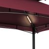 Outdoor Grill Gazebo With Light 8 x 5 Ft Shelter Tent, Double Tierd Soft Top Canopy,Steel Frame With Hook And Bar Counters,Burgundy