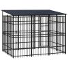 Outdoor Dog Kennel with Roof Steel 59.5 ftÂ²