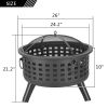 26" Round Metal Lattice Fire Pit Fire Bowl Outdoor BBQ Burn Grill Patio Brazier