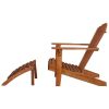 Garden Adirondack Chair with Footrest Solid Acacia Wood