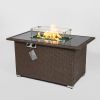 Outdoor 44" Fire pit Table Rectangle 50,000 BTU with 8mm Tempered Glass Tabletop & Blue Stone& Steel table lid &Table waterproof dusty Cover ,ETL Cert