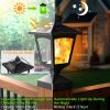 Solar Post Flame Light, Outdoor Deck Fence Post Cap Top LED Light wih Flickering Flame, Waterproof Black Post Top LED Light, Outdoor Garden Firefly St