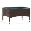 Coffee Table Brown 23.6"x15.7"x14.2" Poly Rattan