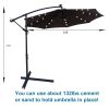 10 ft Outdoor Patio Umbrella Solar Powered LED Lighted Sun Shade Market Waterproof 8 Ribs Umbrella with Crank and Cross Base for Garden Deck Backyard