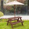 tOutdoor 4-Seat Kid's Picnic Table Bench with Umbrella