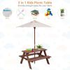 tOutdoor 4-Seat Kid's Picnic Table Bench with Umbrella