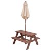 tOutdoor 4-Seat Kid's Picnic Table Bench with Umbrella