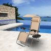 Zero Gravity Lounge Chair with Awning Leisure Chair Khaki