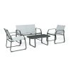 Upland 4 Pieces Patio Furniture Set Outdoor Furniture Set Textilene Bistro Set Modern Conversation Seating Group - JYZ3004F