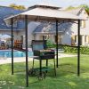 8x5 Outdoor Grill Gazebo 2-Tier Vented BBQ Canopy Steel Frame, Brown