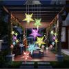 Wind Chime Solar Light Color Changing LED Solar Mobile Blue Star Wind Chime Solar Light Wind Mobile Portable Waterproof Outdoor Decorative Romantic Wi