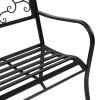 51" Patio Park Garden Outdoor Bench Patio Porch Chair Deck Iron Frame Black YF