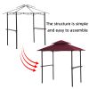 Outdoor Grill Gazebo With Light 8 x 5 Ft Shelter Tent, Double Tierd Soft Top Canopy,Steel Frame With Hook And Bar Counters,Burgundy