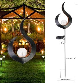 Outdoor Wrought Iron Ground Plug Solar Lawn Lamp Retro Hollow Courtyard Landscape Projection Lamp (Color: Black flame)