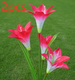 Solar Garden Decoration Lawn Light Simulation Lantern (Color: Pink 2pcs)