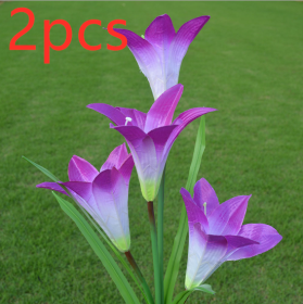 Solar Garden Decoration Lawn Light Simulation Lantern (Color: Purple 2pcs)