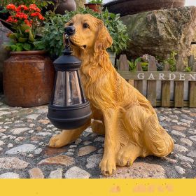 LED Solar Light Dog Lantern Sculpture Resin Craft Ornament Home Porch Decor Garden Solar Powered LED Light Dog Statues (Style: Golden Retriever)