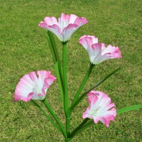 LED Morning Glory Stake Light Solar Energy Rechargeable for Outdoor Garden Patio (Color: Pink)