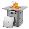 28in Outdoor Propane Fire Pit Table 50,000 BTU Silver Square Gas Fire Pit Table